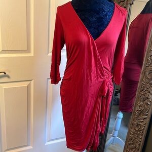 NWOT Anthropologie Vanessa and Virginia Red-orange knit wrap-type dress